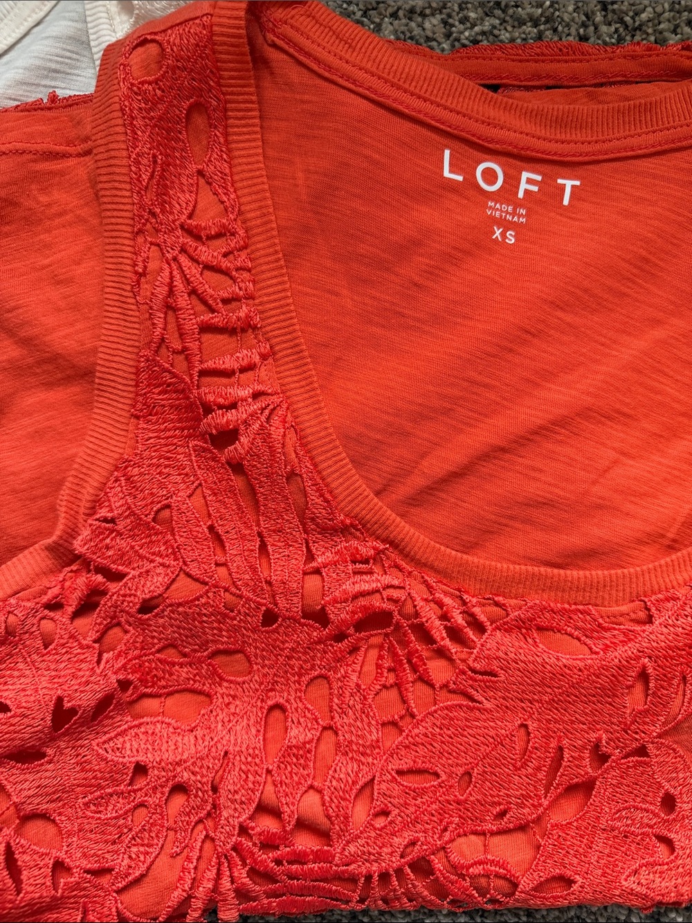 LOFT Lace-Detail Tank Tops in Dark Coral and Cream - Set of 2 - Picture 3 of 6